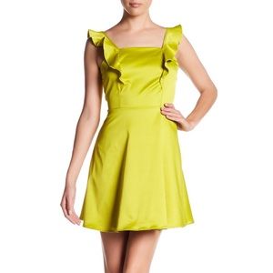 NWT Apple green yellow  satin  ruffle party dress